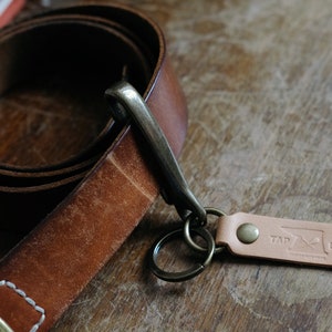Japanese Brass Fish Hook Horween Dublin Leather Fob image 3