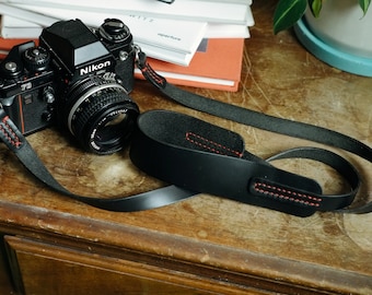 LEGACY NERO Leather Camera Strap: Camera strap for Digital and Film Cameras - Horween Chromexcel | Hand stitched