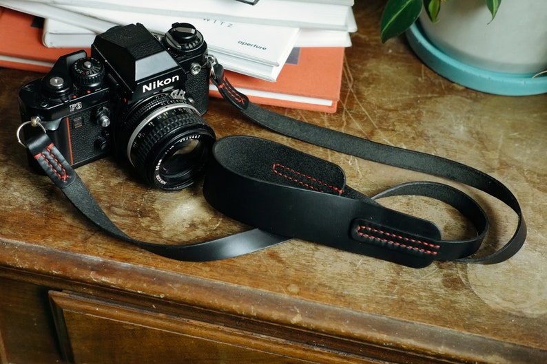 LEGACY NERO Leather Camera Strap: Camera strap for Digital and Film Cameras Horween Chromexcel Hand stitched image 1