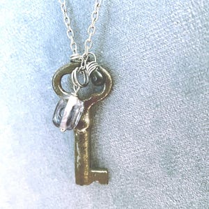 Vintage Antique Authentic Skeleton Key Necklace with hand-made wire-wrapped bead embellishments