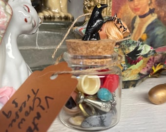 Vintage Crow Treasure Crow Jar Vintage Trinkets Crow Confetti Crow Candy Crowcore Trinket Jar