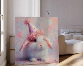 Whimsical Bunny Art Print: Pastel Nursery Decor (Digital Download)