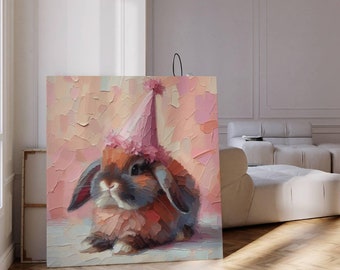 Whimsical Bunny Art Print: Pastel Nursery Decor (Digital Download)