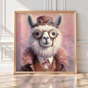 Llama, Steampunk Painting, Eclectic Art, Animal Art, Printable Wall Art, Digital Download, Eclectic Animals, Etsy Wall Art,