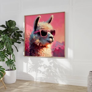 Llama Print, Animal Art, Printable Wall Art, Llama Art, Digital Download, Wall Art, Eclectic Animal Prints, Nursery Art, Whimsical Art