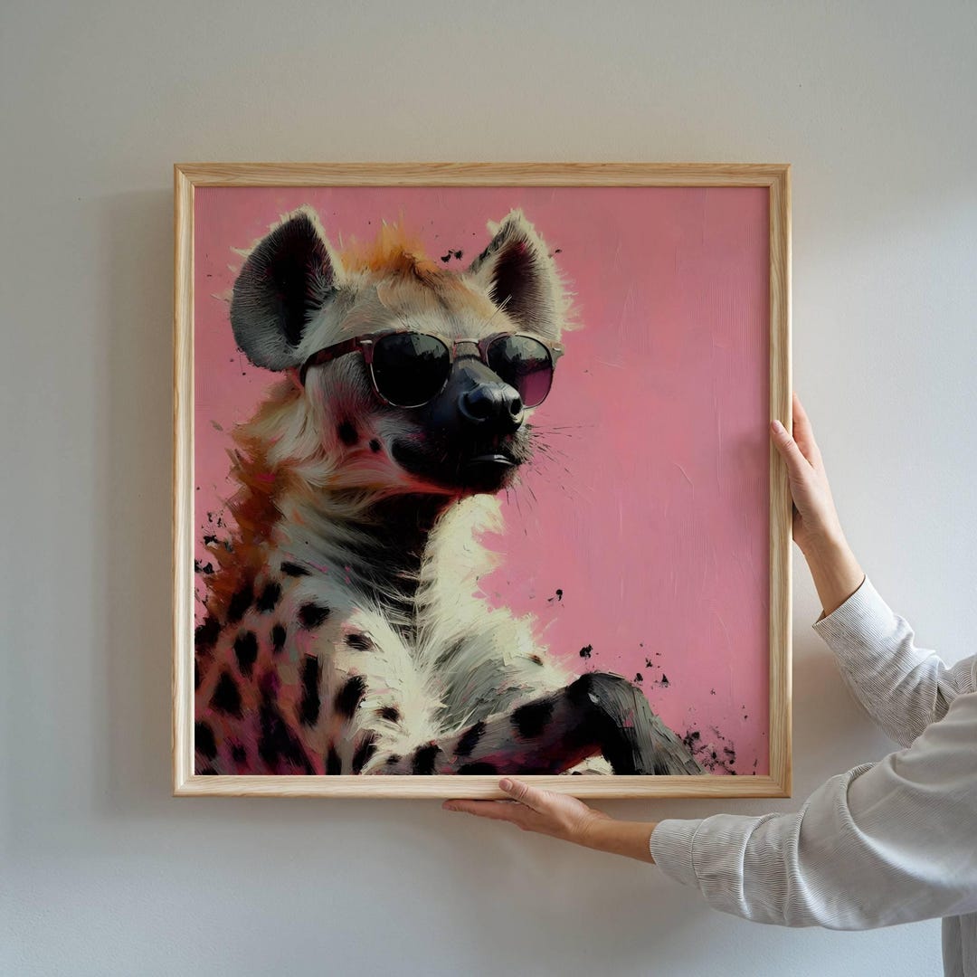 Whimsical Hyena Art Print: Eclectic Animal Wall Decor (digital
