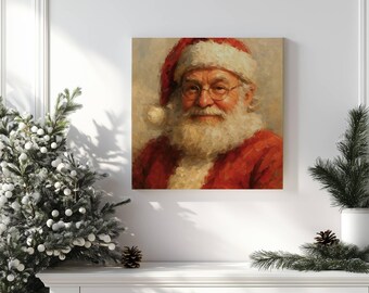 Jultomtenporträttmålning, eklektisk väggkonst (digital nedladdning)