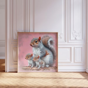 Squirrel Mom and Baby Print: Whimsical Nursery Wall Art (Digital Download)
