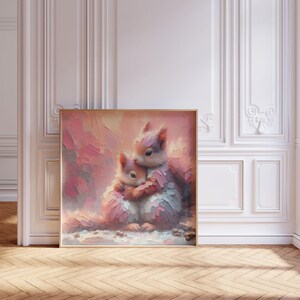 Squirrel Mom and Baby Print: Whimsical Nursery Wall Art (Digital Download)