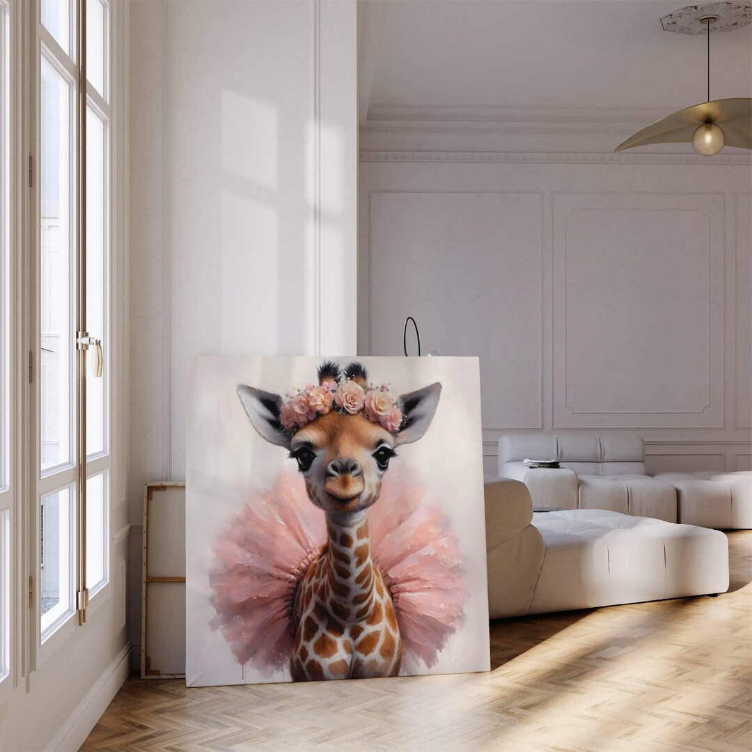 Ballerina Giraffe Art Print: Whimsical Nursery Wall Decor (digital ...