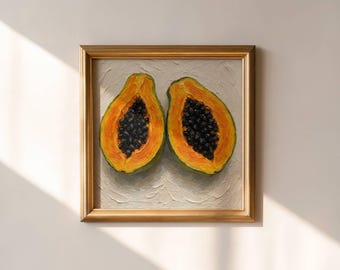 Papaya-kunstprint: eclectische keukenmuurdecoratie (digitale download)