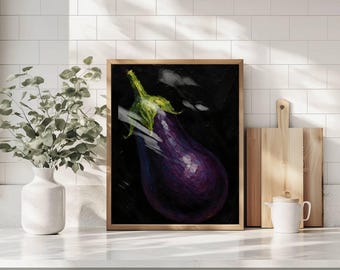 Eggplant Fine Art Print: Eclectic Kitchen Wall Art (Digital Download)