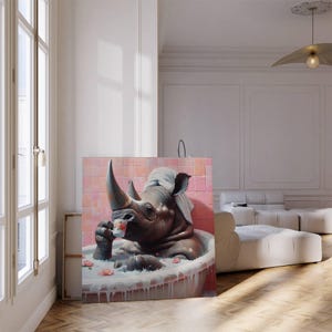 Animal Art, Printable Wall Art, Rhino Art, Digital Download, Wall Art, Eclectic Animal Prints, Home Decor, Whimsical Art