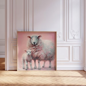 Sheep and Lamb Print: Whimsical Farm Animal Nursery Art (Digital Download)