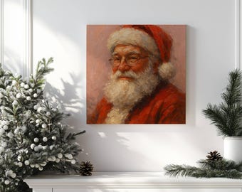 Jultomtenporträttmålning, eklektisk väggkonst (digital nedladdning)