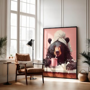 Bear in Bath Print: Eclectic Animal Wall Art (Digital Download)