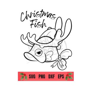 Fichier numérique de poisson de Noël, SVG, png, dxf, eps, graphique drôle de poisson, idée cadeau de Noël pour mari, conception d'autocollant, cadeau de pêcheur