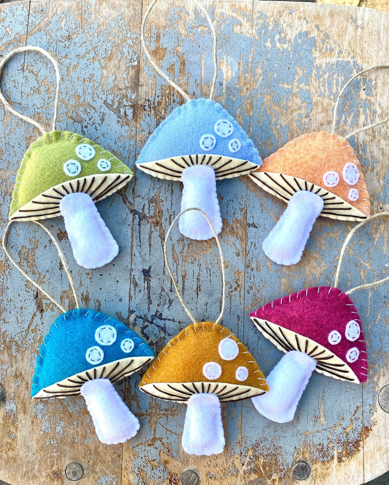 Melrose International Felt Fabric Mushroom Ornament (Set of 12)