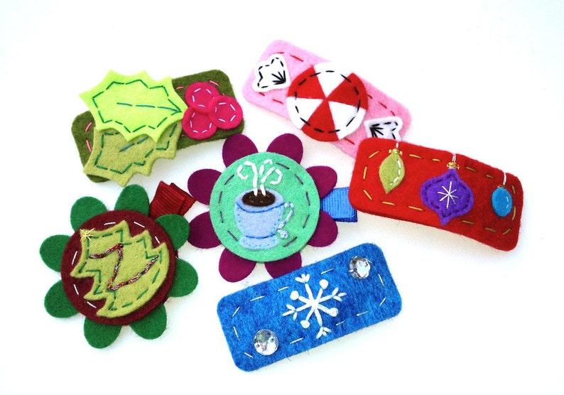 Holly Berry Hair Clip in Lime Green and Fuschia image 2