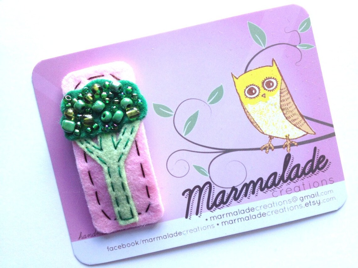 Broccoli Hair Clip Wool Felt Free U.S. Shipping Etsy Singapore