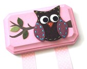 Hair Clip Holder- Owl with Pink Background