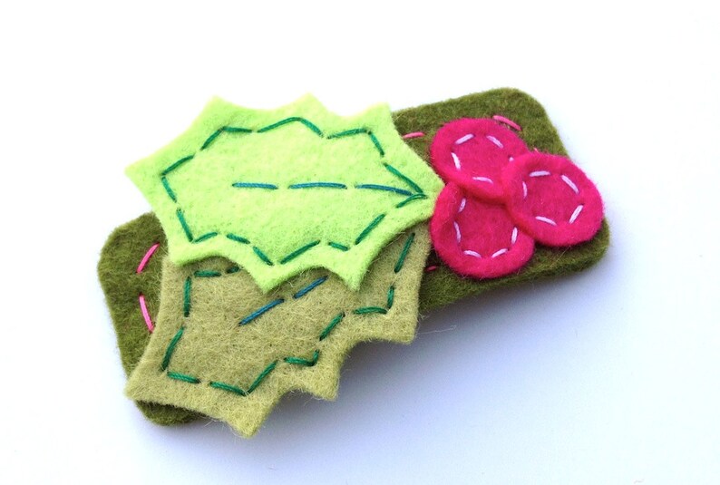 Holly Berry Hair Clip in Lime Green and Fuschia image 0
