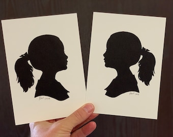 Hand Cut Original + Duplicate Silhouette by Master Silhouette Artist Karl Johnson- Not computer generated