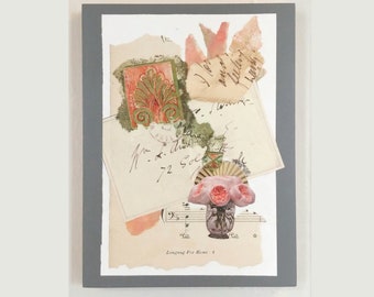 Romantic Floral Collage, 8x6 inches, Original Mixed Media Wall Art, Home Decor Gift For Art Lover, Victorian Gift For Her