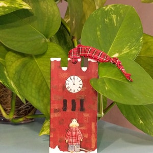 Hudson Clocktower Ornament, The Mouse On The Clock Tower Ornament, Handmade Wooden Ornament, 4 x 2 inches, Hudson Ohio Gift, Christmas Gift image 3