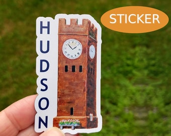 Hudson Clock Tower STICKER, 3-inch color vinyl sticker, Ohio Landmark Souvenir, Cute Laptop Sticker