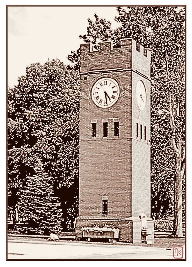 Hudson Ohio Clocktower Vintage Style Photo Print Black and Etsy Australia