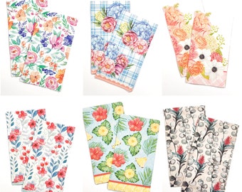 6 Decorative Pastel Floral Paper Napkins for Decoupage and Crafts, Choose 6 Napkins from Soft Flower Prints