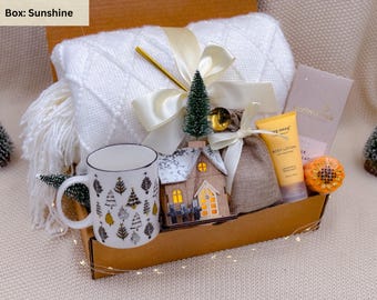 Christmas gift basket, Happy Holidays Gift, New year gift box, Cozy Winter Gift box, Winter Get well Gift box, Hug in box, Stress relief