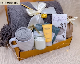 Cozy Spa Gift Box with Blanket, Mug, Tea, Socks, Candle