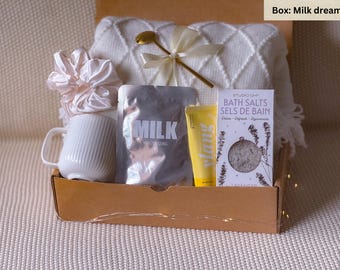 Self Care Gift Box: Blanket, Journal, Bath Salts - Mother's Day, Graduation