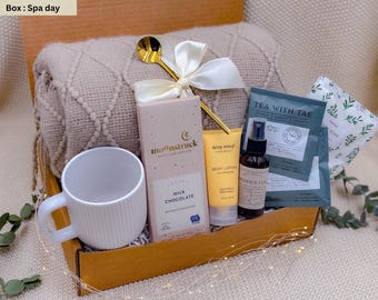 Cozy Spa Gift Box, Blanket, Mug, Bath Salts, Treats, Hygge Recovery Gift