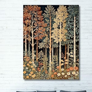 William Morris inspired floral forest wall art canvas,Rustic autumn botanical print poster canvas,William Morris print wall decor 3