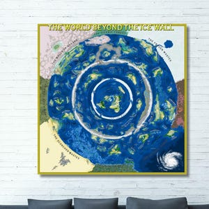 World Beyond The Ice Wall Satellite Flat Earth Map Canvas Wall art,Large World Map Wall Chart,Flat Earth Map,Semi-Glossy Map Canvas Poster