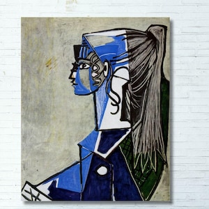 Pablo Picasso Druck Porträt von Sylvette David auf Grün, Picasso Gemälde, Picasso Wandkunst, Leinwand Wandkunst, gerahmte Leinwand, Geschenkidee 5