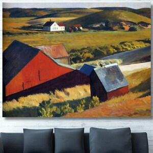 Edward Hopper Druck Cobbs Barns und entfernte Häuser auf Leinwand, Edward Hopper Kunstwerke, ikonische Edward Hopper Kunst 11