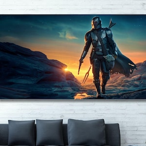 Mandalorian Star Wars Poster Canvas Wall Art,Star Wars Wall Decor Canvas Print,Game Room Decor,Movies Poster Gift,Starwars Art Canvas 3