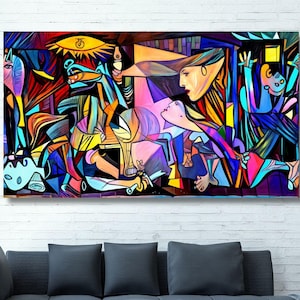 Pablo Picasso Print Colorful Guernica on Canvas, Pablo Picasso Guernica Painting,Guernica Wall Art, Picasso Fine art Reproduction 4