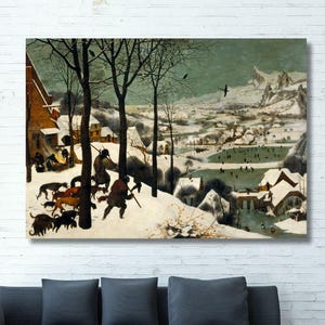 Pieter Bruegel, The Hunters in the snow  Print by Pieter Bruegel the Elder,Pieter Bruegel the Elder Print on Canvas,Home decor 3