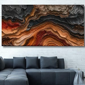 Natural Wood Texture Print canvas,Rustic Earthy Wall art, TrendyModern Wall Art, Abstract Waves Canvas Wall Art 1