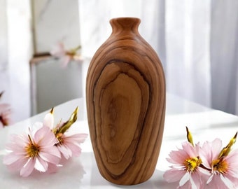 Handmade Olive Wood Vase, Decorative Vase, Flower Vase, Dried Flower Vase,Unique, Christmas Gift, Minimalist Vase, Boho Home Decor