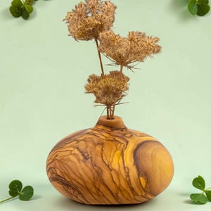 Handgemaakte olijfhouten vaas, olijfhouten diffuser, decoratieve vaas, vaas voor gedroogde bloemen, vaasje voor bloemknoppen, kantoordecoratie, verjaardagscadeau, kerstcadeau