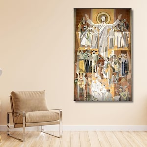 Touchdown Jesus Poster Print Art, Touchdown Jesus Canvas Wall Art, Notre Dame College Football,Man Cave, Fighting Irish Bar,Wall art