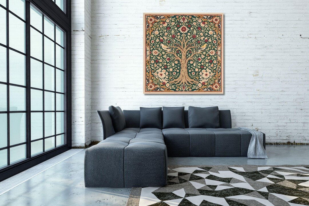 William Morris Inspired Tree of Life Print on Canvas ,trendy Wall Art ...