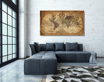 Antique Map Of The World Poster,Vintage World Map Print Wall Art,Historical World Map