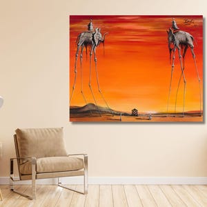 Salvador Dali,Dali Print Elephants on Canvas,Salvador Dali Painting,Salvador Dali Wall Art,Ready To Hang,Surrealist Art ,Modern wall art